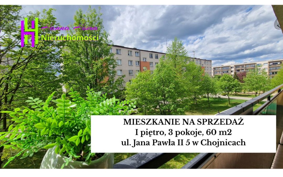 Wygodne I piętro, 60 m2, 3 niezależne pokoje, duży balkon – ul. Jana Pawła II