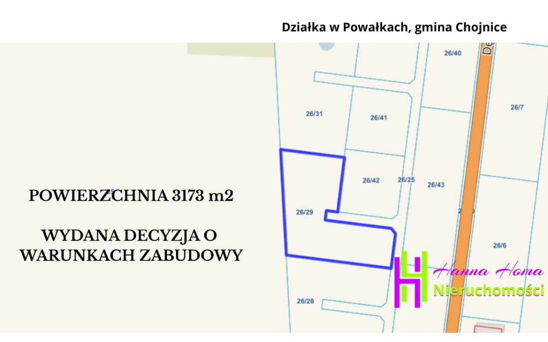 Działka budowlana, 3173m2, warunki zabudowy – Powałki