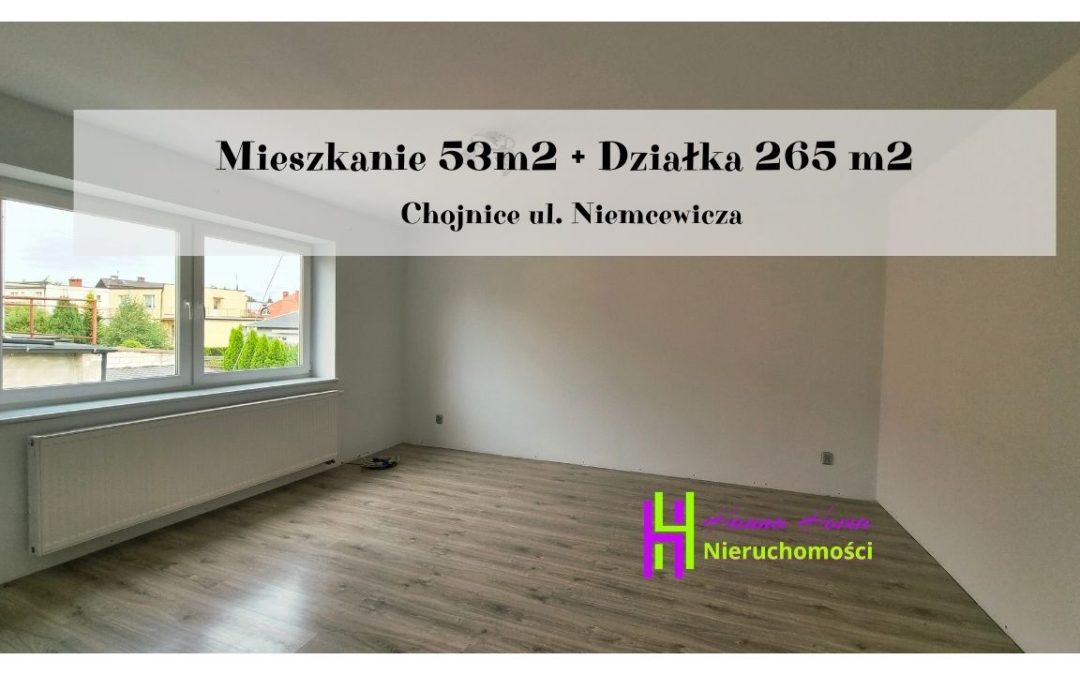 I piętro, mieszkanie 53m2 + działka 265 m2 – ul. Niemcewicza, Chojnice